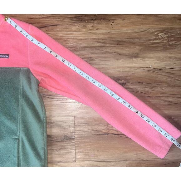 Pink Green Fleece Columbia Quarter Snap Up Jacket Youth XL 18/20 Pullover - Picture 5 of 7